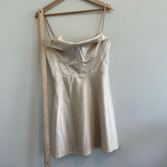 Princess Polly Women Size 4 Spotlight Mini Dress Champagne Spaghetti Strap - Picture 7 of 9